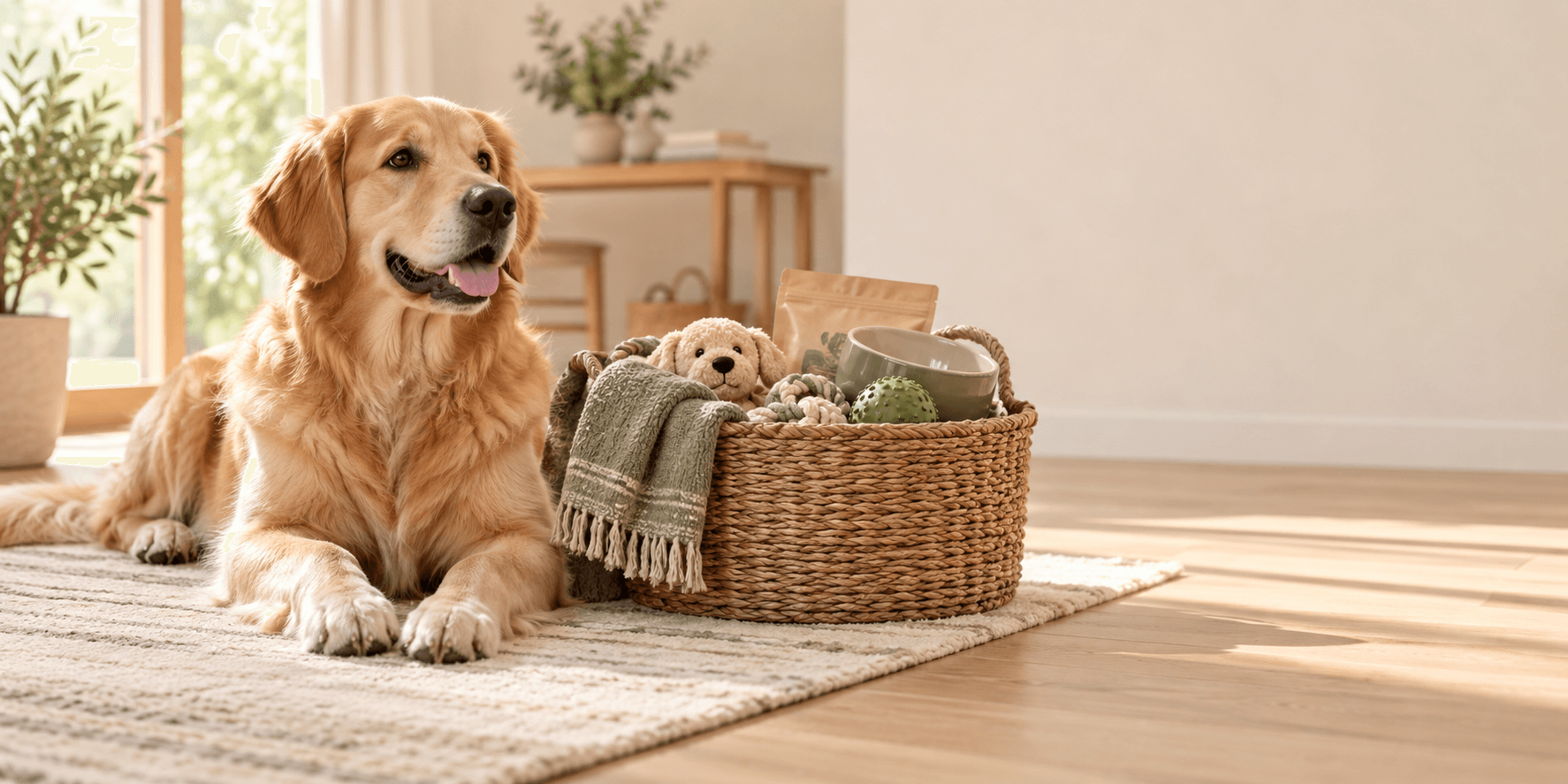 Un cane in una casa luminosa